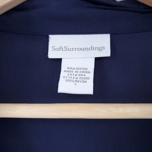 Soft Surroundings Women Assymetrical Ivory Button Down Wrap Roll Tab Sleeve| L - Picture 5 of 10